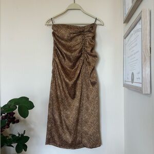 Zara Leopard Print Strapless mid skirt